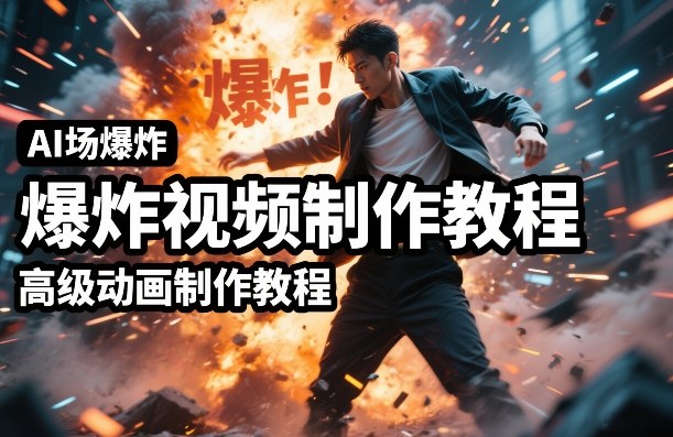 AI场景爆炸视频制作教程，利用人物实拍视频制作出高级的动画特效-时光云网创