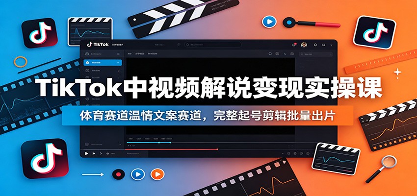 TikTok中视频解说变现实操课：体育赛道温情文案赛道，完整起号剪辑批量出片-时光云网创