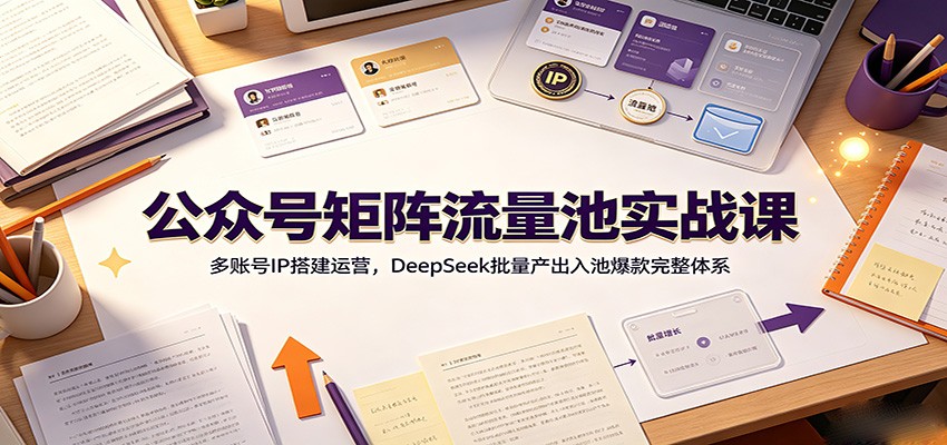 公众号矩阵流量池实战课：多账号IP搭建运营，DeepSeek批量产出入池爆款完整体系-时光云网创