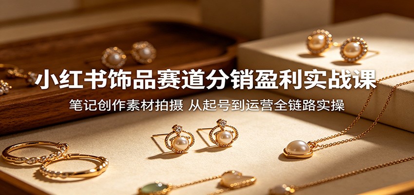 小红书饰品赛道分销盈利实战课：笔记创作素材拍摄，从起号到运营全链路实操-时光云网创
