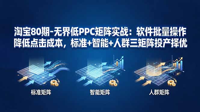 淘宝80期-无界低PPC矩阵实战：软件批量操作降低点击成本，标准+智能+人群三矩阵投产择优-时光云网创