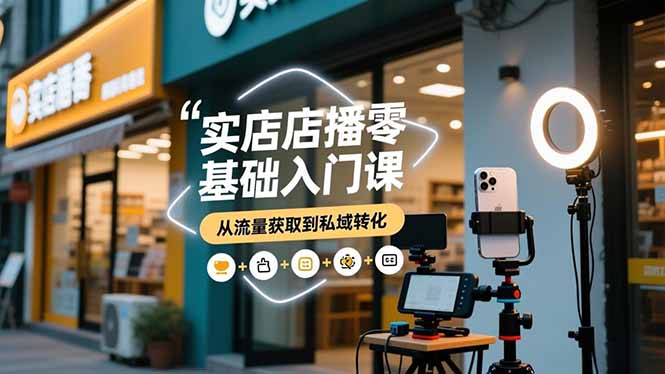 实体店播零基础入门课,实体店+短视频+直播+微信生态+私域社群,从流量获取到私域转化-时光云网创
