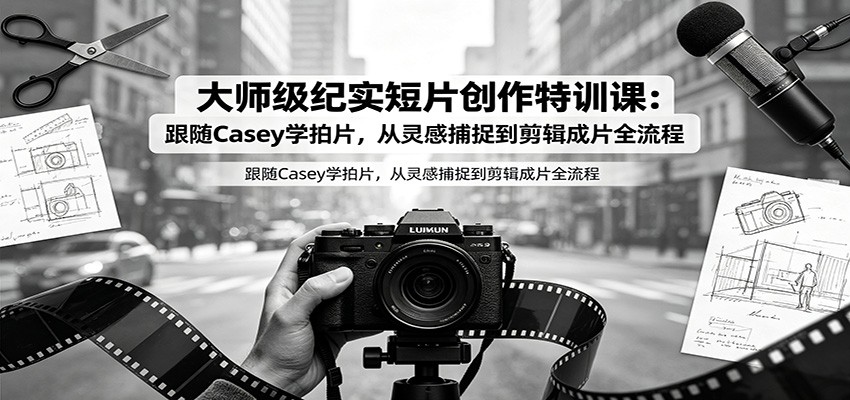 大师级纪实短片创作特训课：跟随Casey学拍片，从灵感捕捉到剪辑成片全流程-时光云网创