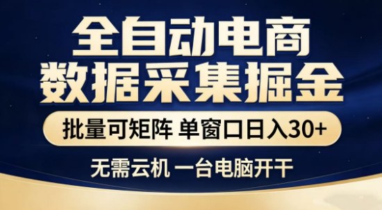 独家电商数据全自动采集项目，批量可矩阵，单窗口轻松日入3张+【揭秘】-时光云网创