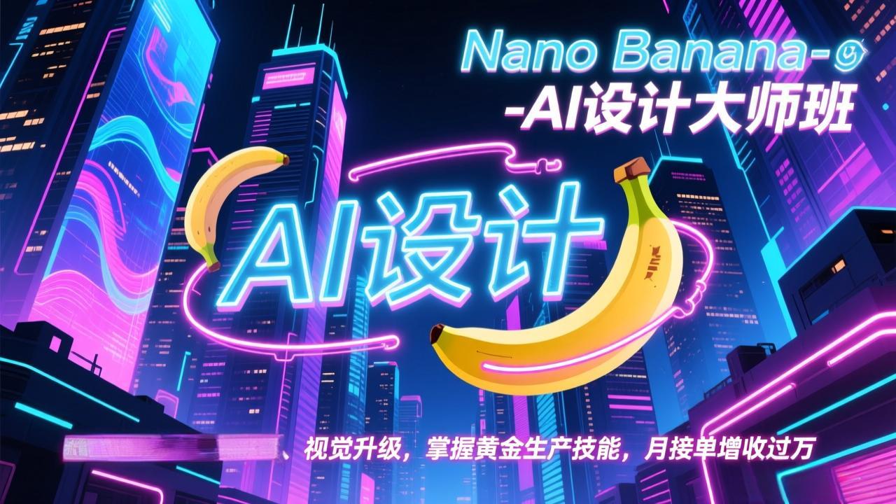 Nano Banana-AI设计大师班，修图合成、广告创作、视觉升级，掌握黄金生产技能，月接单增收过万-时光云网创