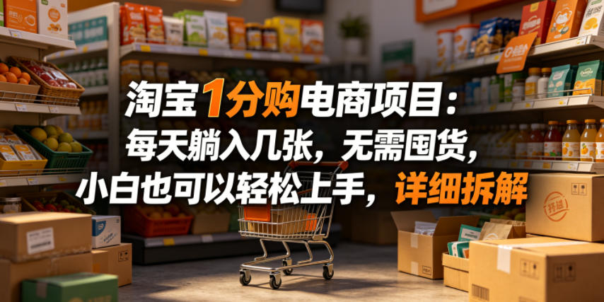 淘宝1分购电商项目:每天躺入几张,无需囤货,小白也可以轻松上手,详细拆解-时光云网创