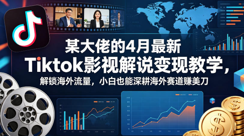 某大佬的4月最新Tiktok影视解说变现教学，解锁海外流量，小白也能深耕海外赛道賺美刀-时光云网创