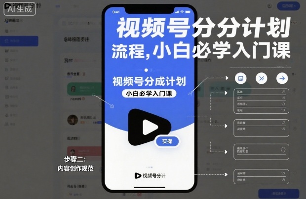 视频号分成计划实操流程,小白必学入门课-时光云网创