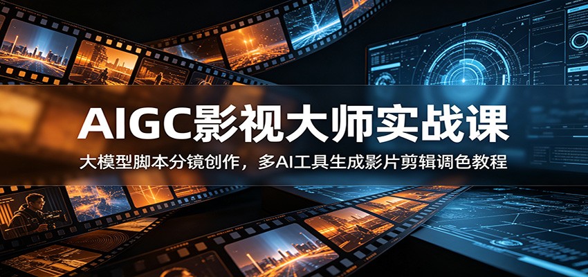 AIGC影视大师实战课：大模型脚本分镜创作，多AI工具生成影片剪辑调色教程-时光云网创