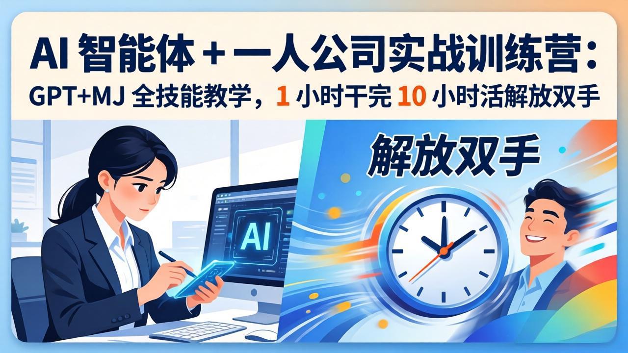 AI 智能体 + 一人公司实战训练营：GPT+MJ 全技能教学，1 小时干完 10 小时活解放双手-时光云网创