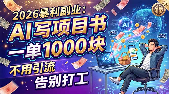 2026暴利副业：AI 写项目书，一单 1000 块，不用引流，告别打工-时光云网创