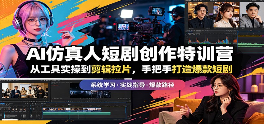 AI仿真人短剧创作特训营：从工具实操到剪辑拉片，手把手打造爆款短剧-时光云网创
