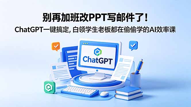 别再加班改PPT写邮件了！ChatGPT一键搞定，白领学生老板都在偷偷学的AI效率课-时光云网创