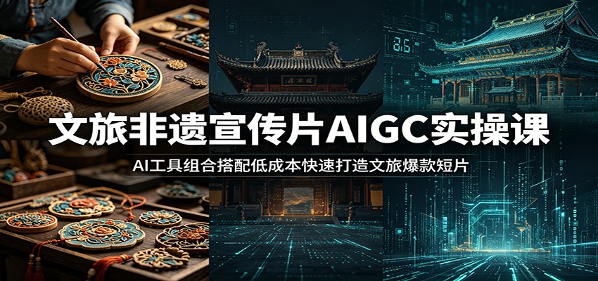 文旅非遗宣传片AIGC实操课：AI工具组合搭配低成本快速打造文旅爆款短片-时光云网创