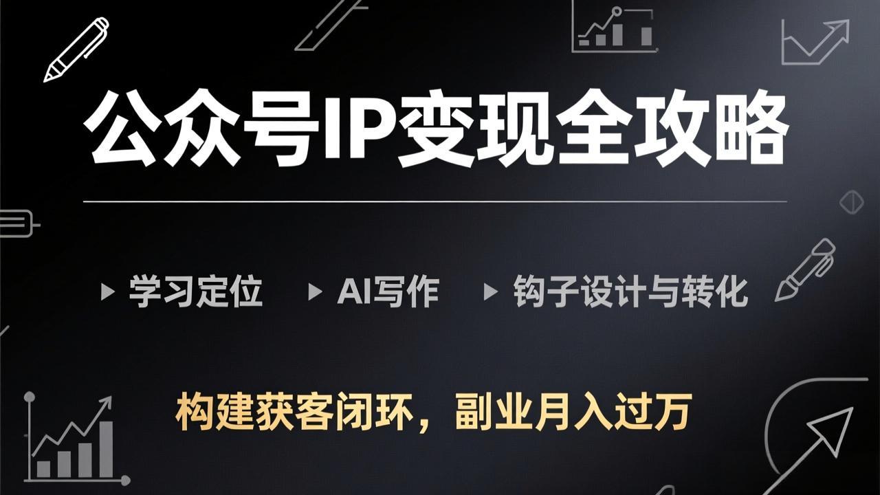 公众号IP变现全攻略-更新，学习定位、AI写作、钩子设计与转化，构建获客闭环，副业月入过万-时光云网创