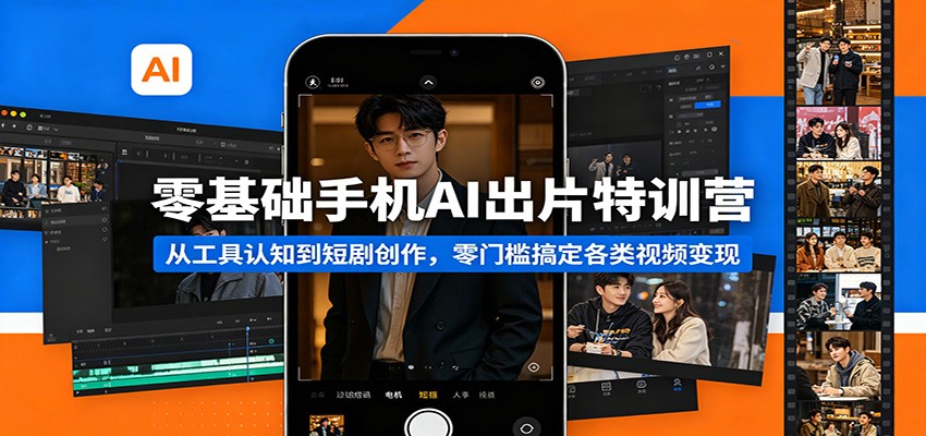 零基础手机AI出片特训营：从工具认知到短剧创作，零门槛搞定各类视频变现-时光云网创