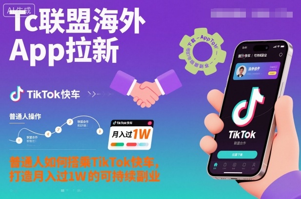 Tc联盟海外App拉新:普通人如何搭乘TikTok快车,打造月入过1W的可持续副业-时光云网创