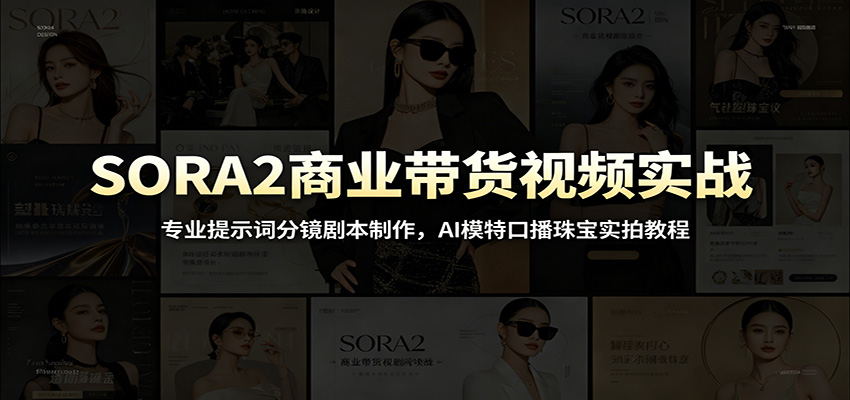 SORA2商业带货视频实战：专业提示词分镜剧本制作，AI模特口播珠宝实拍教程-时光云网创