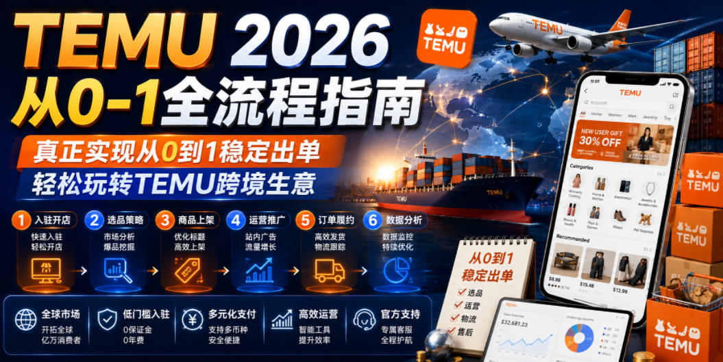 TEMU 2026从0-1全流程指南，真正实现从0到1稳定出单，轻松玩转TEMU跨境生意-时光云网创