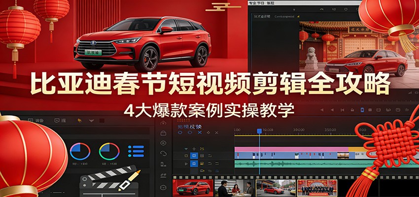 比亚迪春节短视频剪辑全攻略，4大爆款案例实操教学-时光云网创