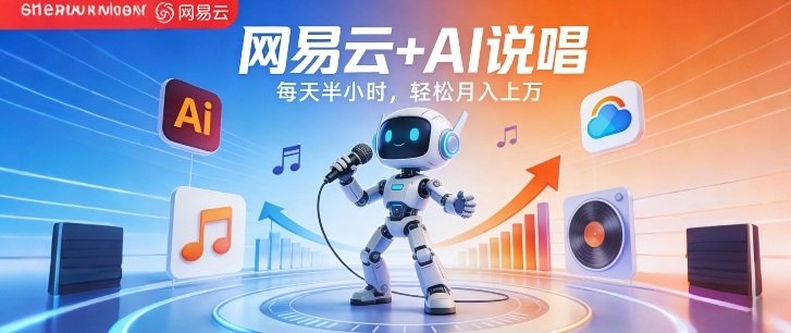 网易云+AI说唱，每天半小时，AI内容创作+流量变现，轻松月入1W-时光云网创