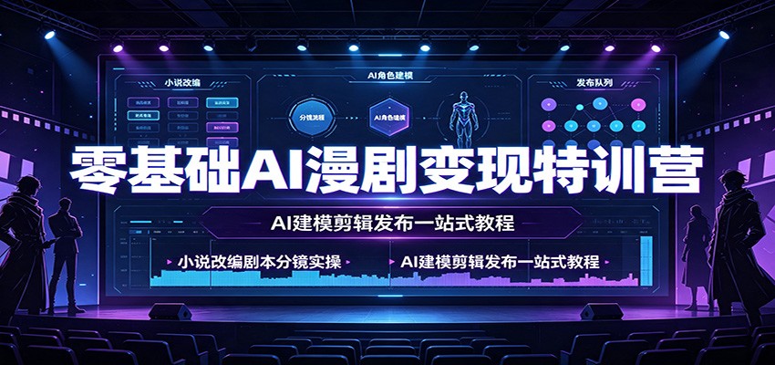 零基础AI漫剧变现特训营：小说改编剧本分镜实操，AI建模剪辑发布一站式教程-时光云网创
