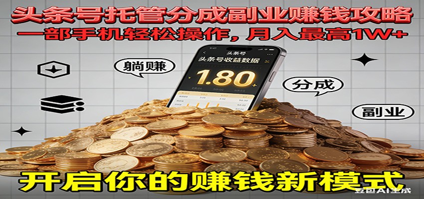 全程托管今日头条,一部手机就可以开干,最高躺赚1W+-时光云网创