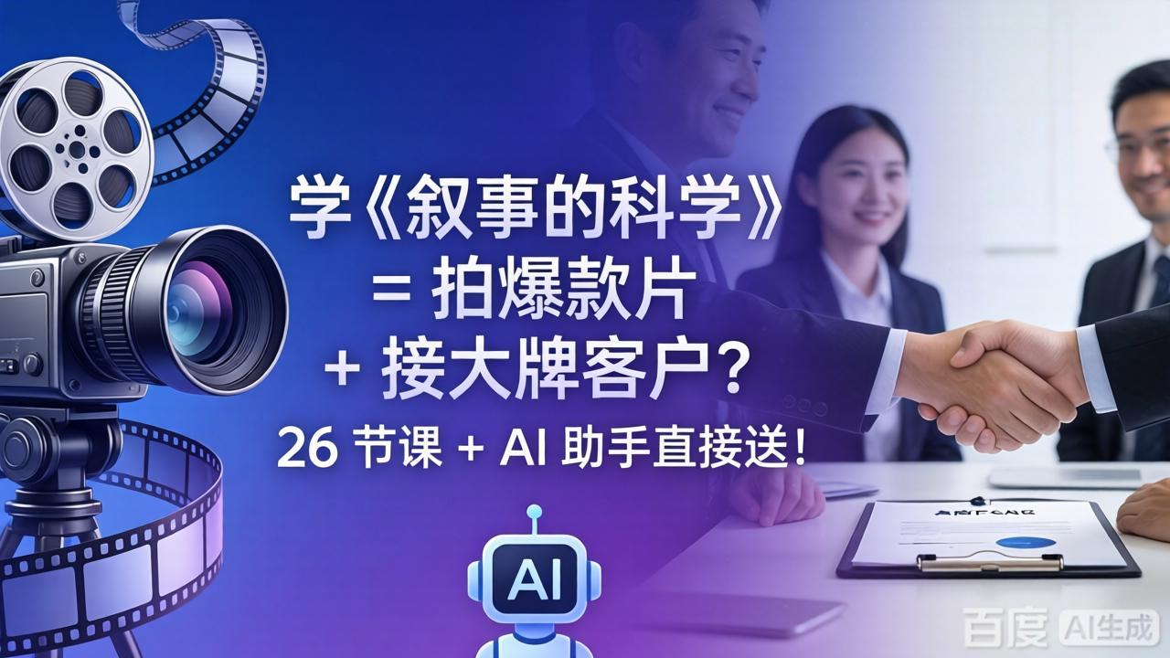 学《叙事的科学》= 拍爆款片 + 接大牌客户？26 节课 + AI 助手直接送！-时光云网创