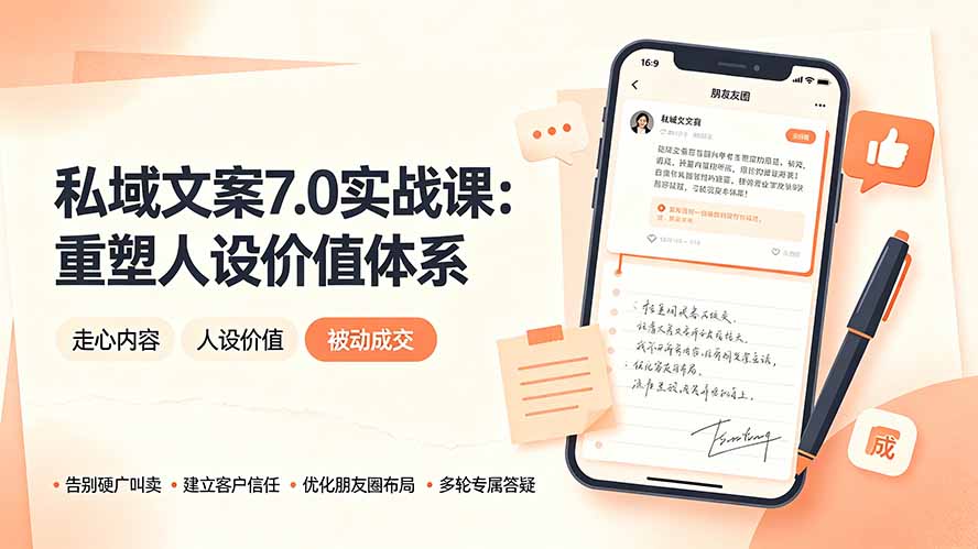 私域文案实战课7.0：重塑人设价值体系｜-告别硬广推销×走心内容×自我价值塑造，实现被动成交-时光云网创