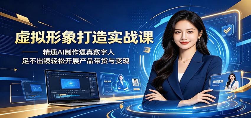虚拟形象打造实战课：精通AI制作逼真数字人，足不出镜轻松开展产品带货与变现-时光云网创