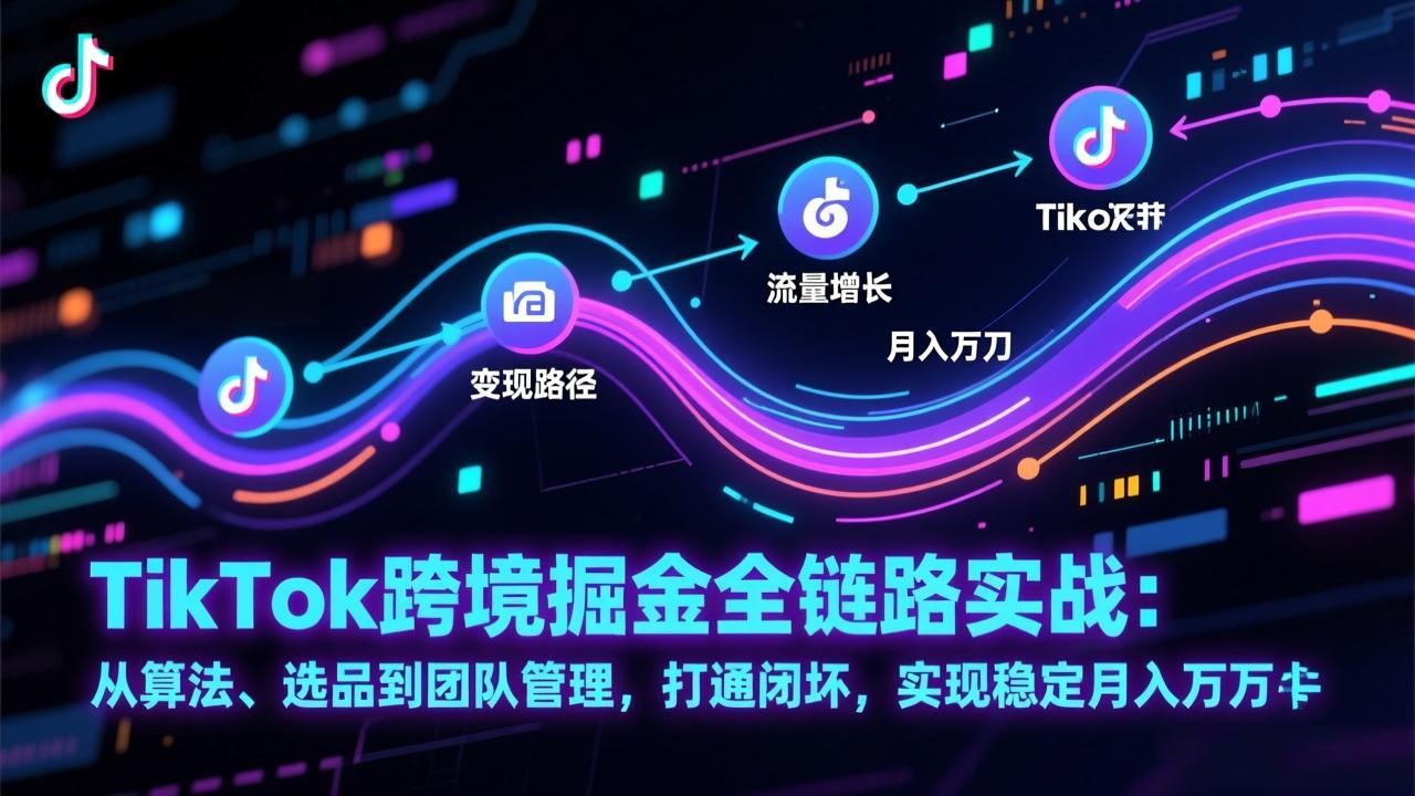 TikTok跨境掘金全链路实战：从算法、选品到团队管理，打通闭环，实现稳定月入万刀-时光云网创