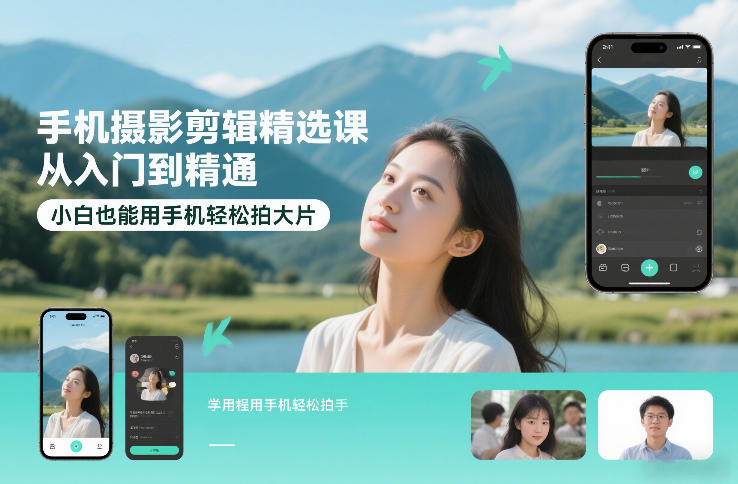 手机摄影剪辑精选课，从入门到精通，小白也能用手机轻松拍大片-时光云网创