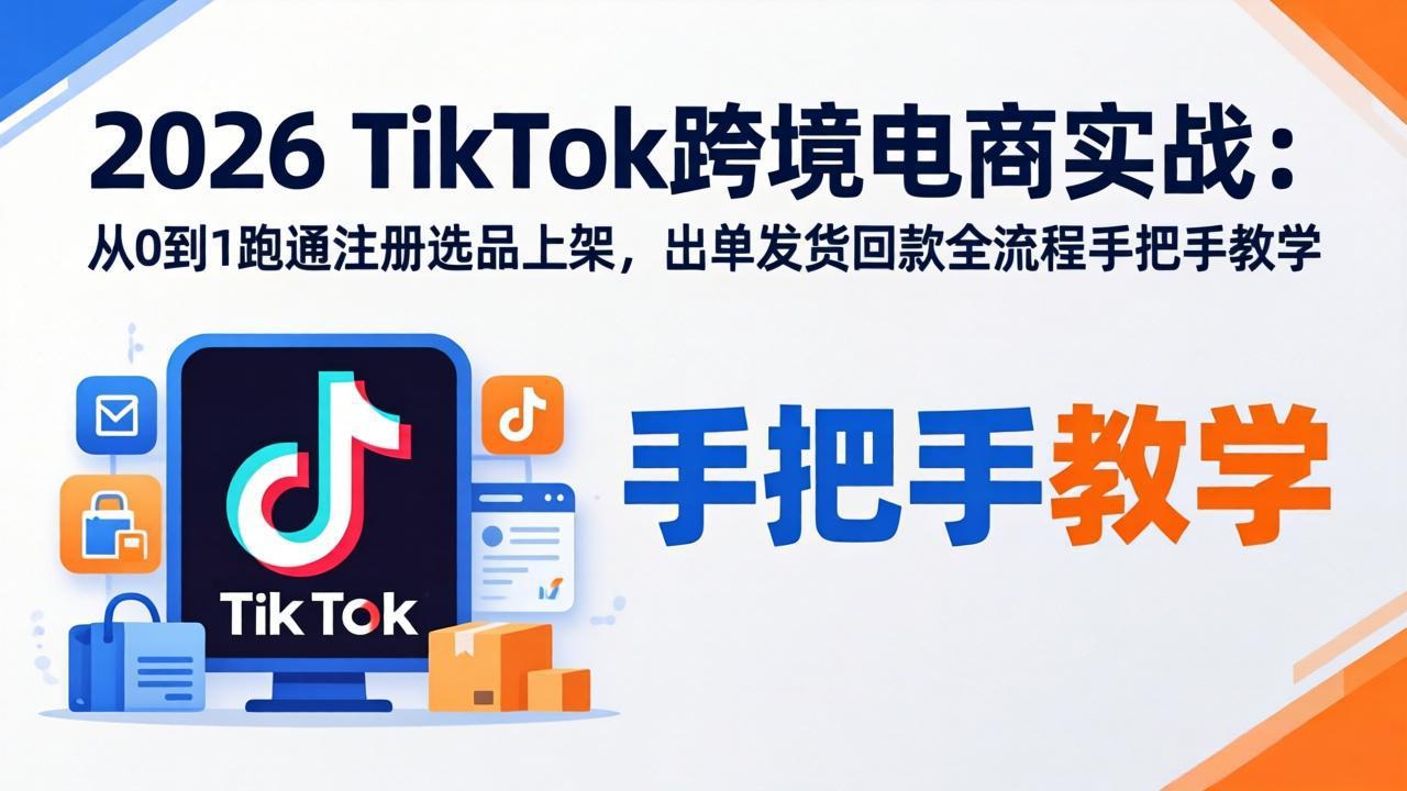 2026TikTok跨境电商实战：从0到1跑通注册选品上架，出单发货回款全流程手把手教学-时光云网创