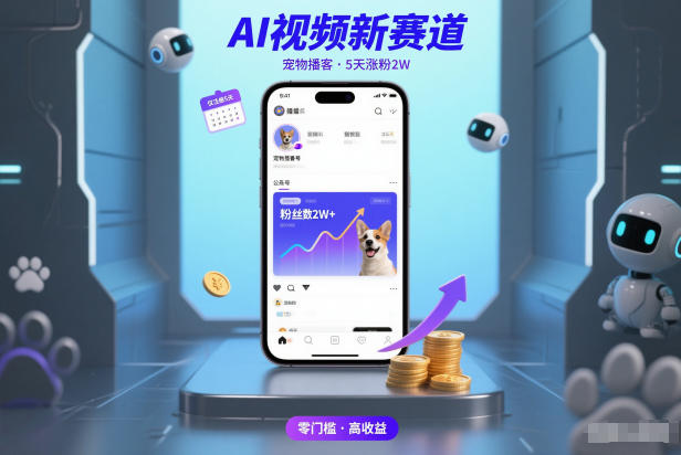 AI视频新赛道，宠物播客仅注册5天涨粉2W，收益非常可观-时光云网创