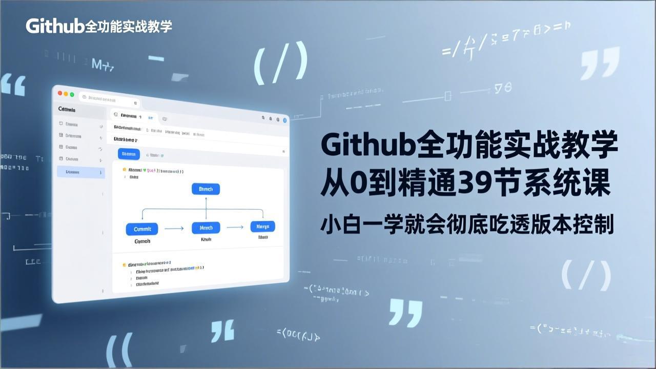 GitHub-全功能实战教学，从0到精通39节系统课，小白一学就会彻底吃透版本控制-时光云网创