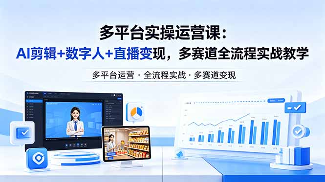 某团队多平台实操运营课-更新26年4月20：AI剪辑+数字人+直播变现，多赛道全流程实战教学-时光云网创