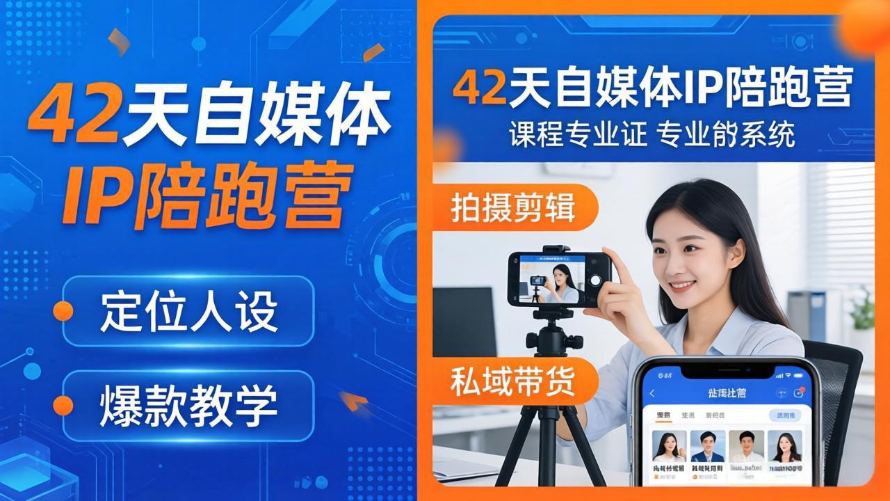 42天自媒体IP陪跑营-26年4月19更新：定位人设爆款全教学，拍摄剪辑私域带货一站式落地-时光云网创