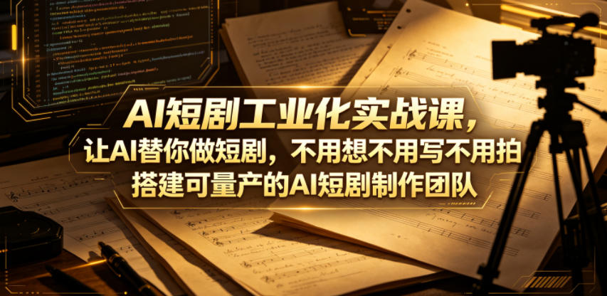 AI短剧工业化实战课，让AI替你做短剧，不用想不用写不用拍，搭建可量产的AI短剧制作团队-时光云网创