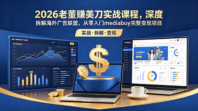 2026老董赚美刀实战课程,深度拆解海外广告联盟,从零入门mediabuy完整变现项目-时光云网创