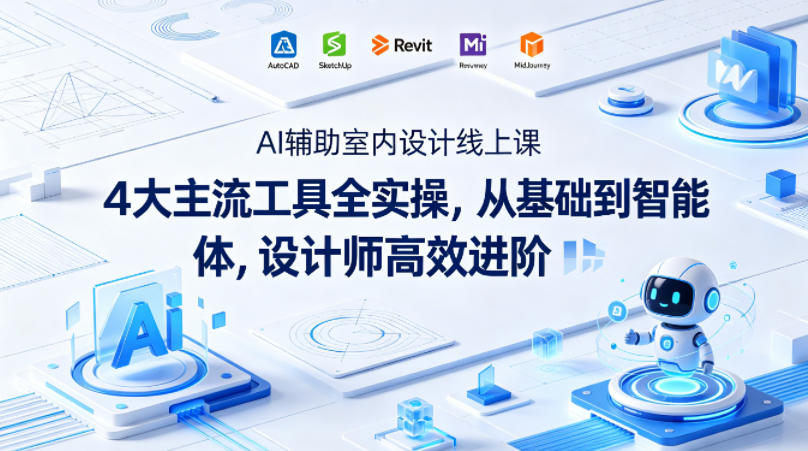AI辅助室内设计线上课｜4大主流工具全实操，从基础到智能体，设计师高效进阶-时光云网创