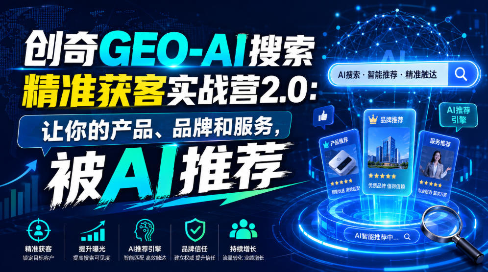 创奇GEO-AI搜索精准获客实战营2.0：让你的产品、品牌和服务，被AI推荐-时光云网创