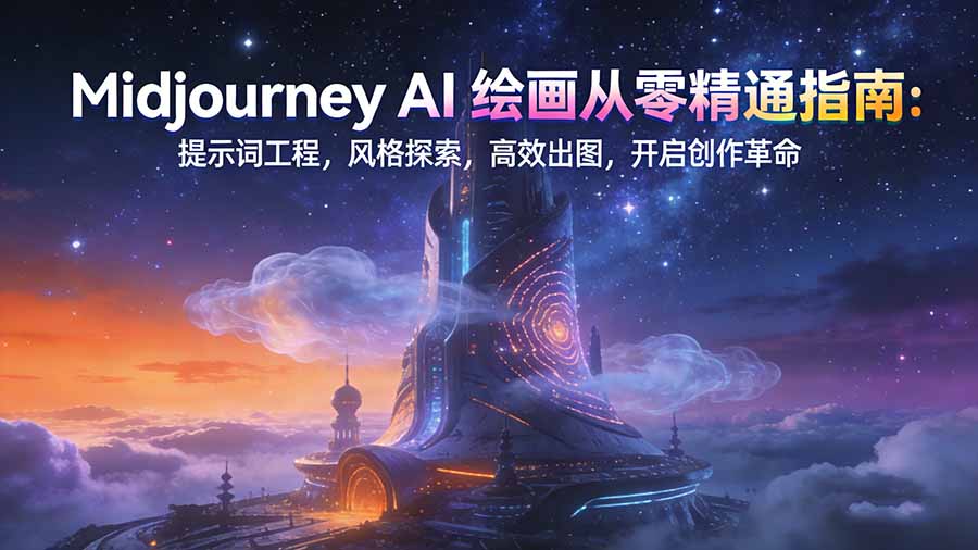 Midjourney AI绘画从零精通指南：提示词工程，风格探索，高效出图，开启创作革命-时光云网创
