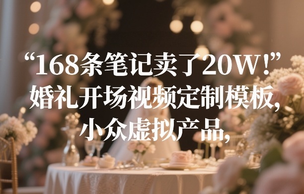 168条笔记卖了20W！婚礼开场视频定制模板，小众虚拟产品-时光云网创