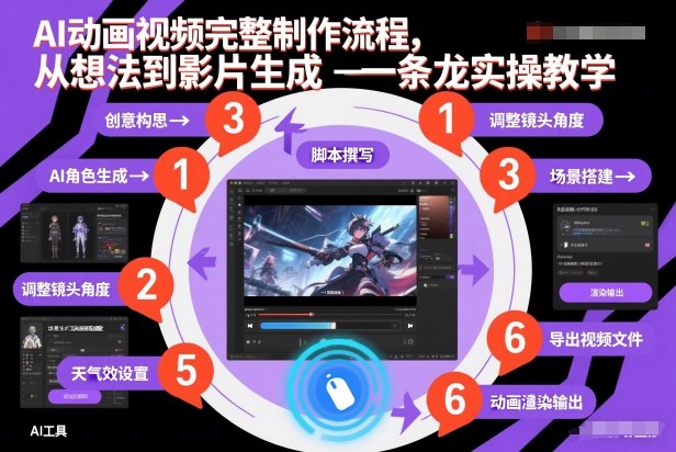 AI动画视频完整制作流程，从想法到影片生成一条龙实操教学-时光云网创