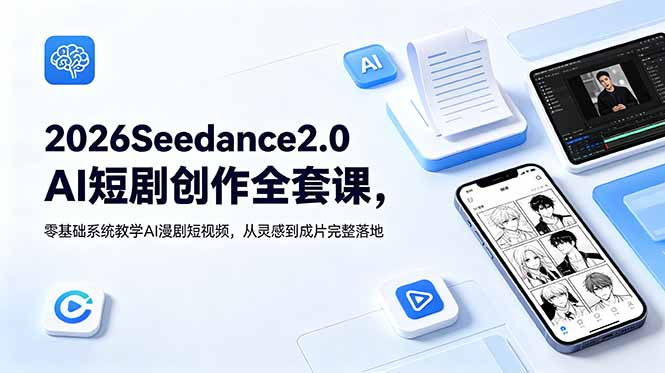 2026Seedance2.0AI短剧创作全套课，零基础系统教学AI漫剧短视频，从灵感到成片完整落地-时光云网创