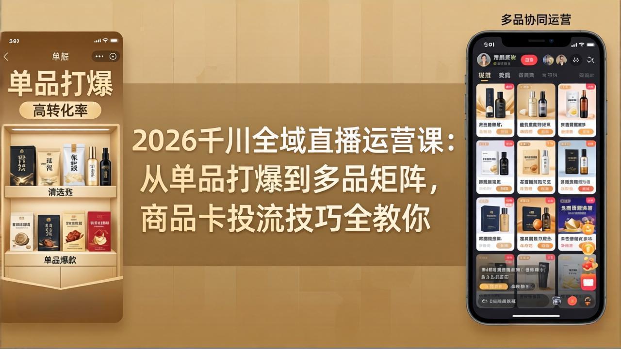 2026千川全域直播运营课：从单品打爆到多品矩阵，商品卡投流技巧全教你-时光云网创