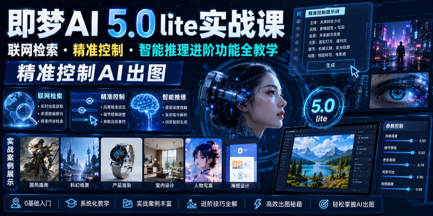 即梦AI 5.0 lite实战课，联网检索・精准控制・智能推理进阶功能全教学，精准控制AI出图-时光云网创