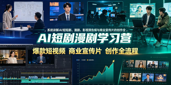AI短剧漫剧学习营，系统讲解AI短剧、漫剧、影视预告片、爆款短视频与商业宣传片的创作全流程-时光云网创