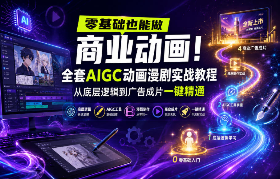 零基础也能做商业动画！全套AIGC动画漫剧实战教程，从底层逻辑到广告成片一键精通(更新0715)-时光云网创