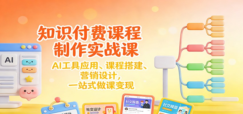 知识付费课程制作实战课：AI工具应用 、课程搭建、营销设计，一站式做课变现-时光云网创